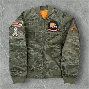 Nike Cleveland Browns Jacket Mens Small Green Digital Camo Salute To Service NFL